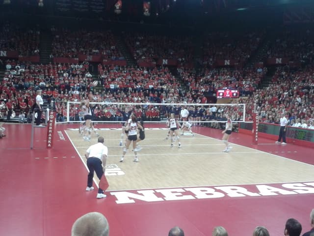 Nebraska volleyball match in front of a packed Bob Devaney Sports Center crowd